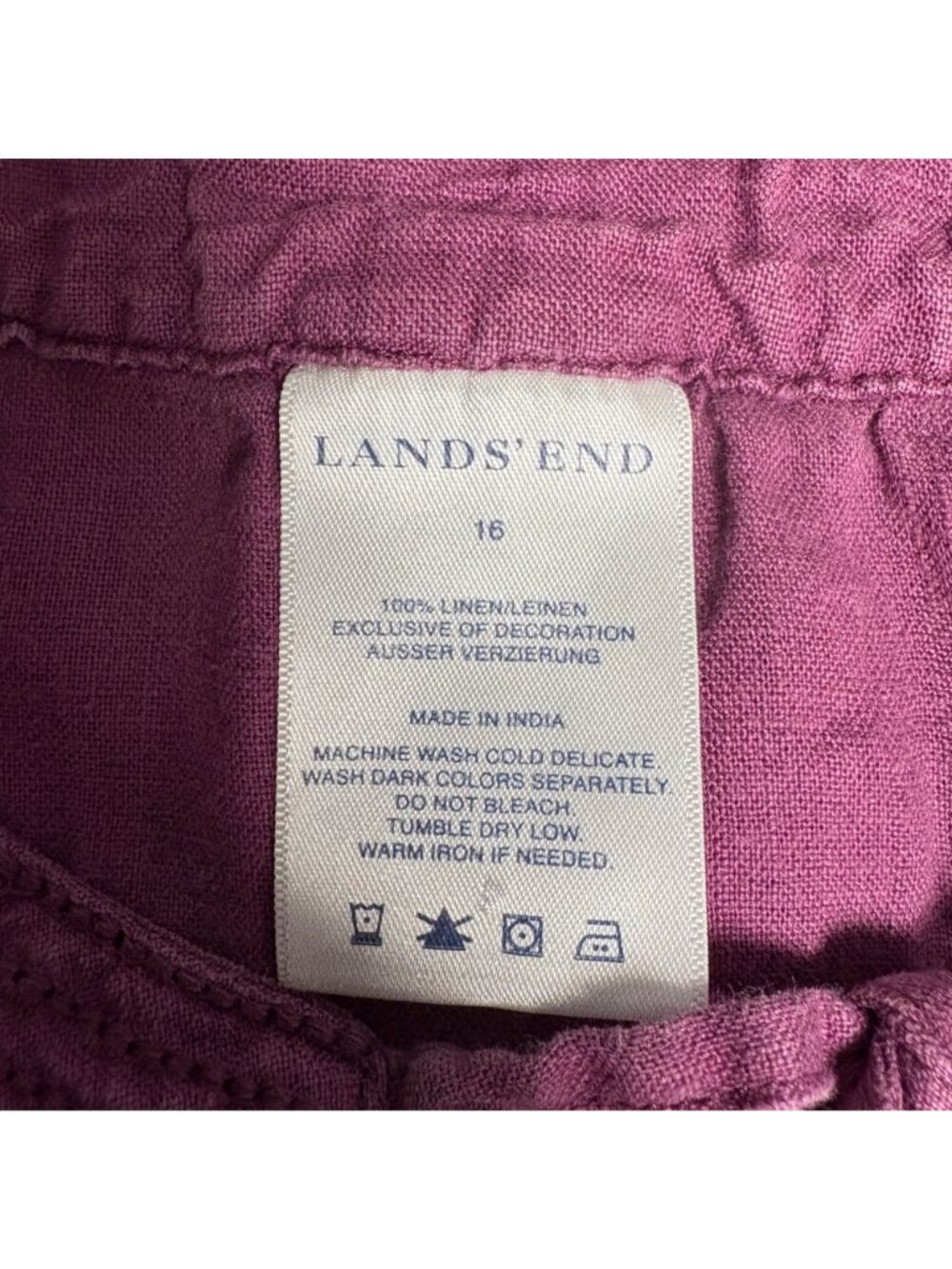 Lands End Sleeveless Linen Top Womens Sz 16 Burgundy Casual Boho Peasant Blouse - Picture 5 of 6